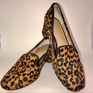 Banana Republic leopard print calf hair loafers